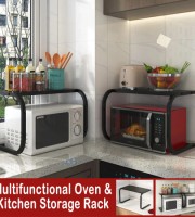 Microwave Oven Rack Multifunctional Kitchen Shelf Space Saving Storage Rack Rice Cooker Rack (56×37×41)cm Kitchen