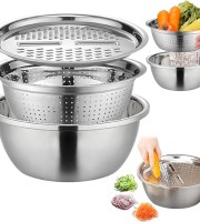 3 in 1 Stainless Steel Multifunction Bowl Set